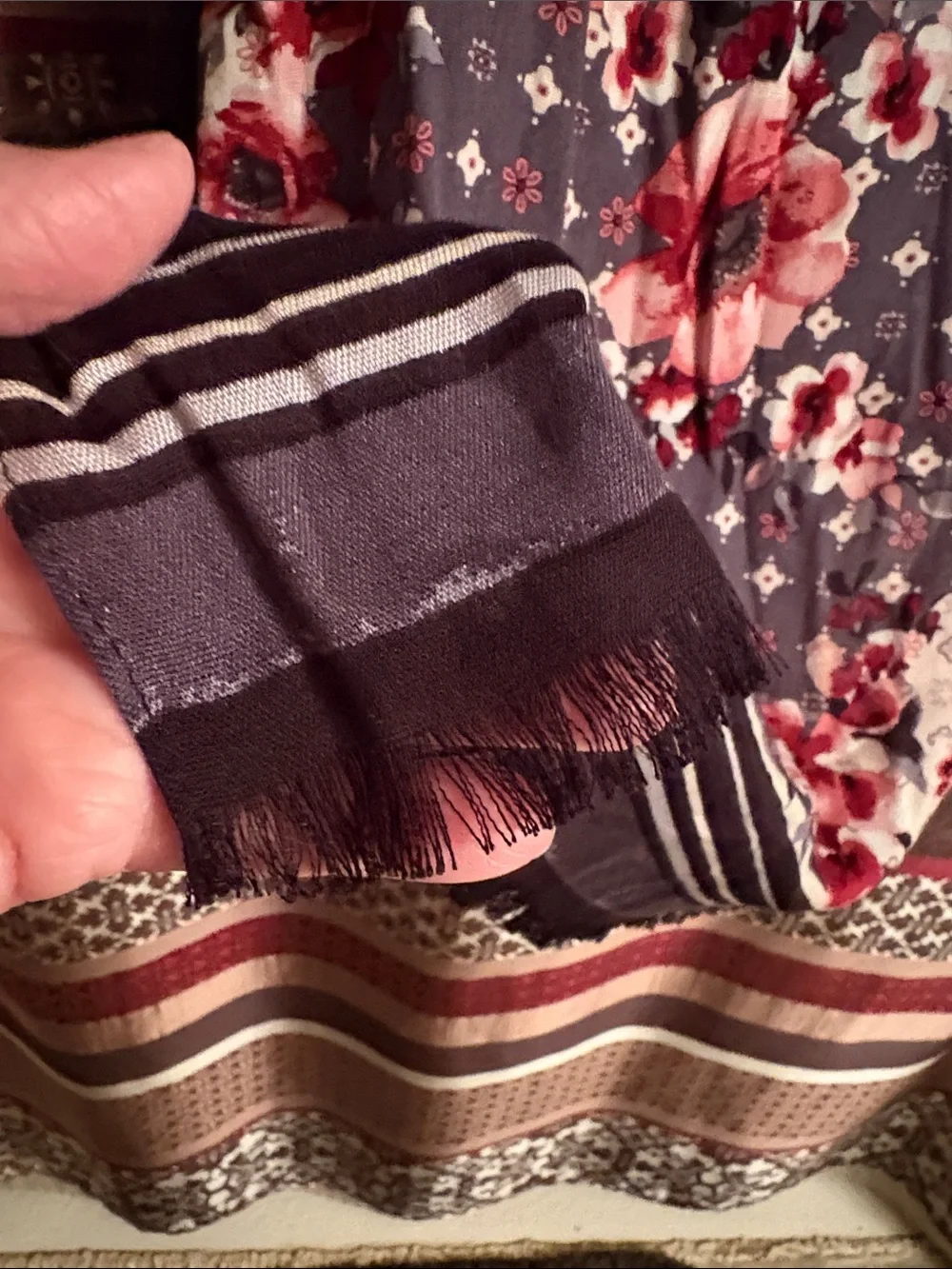 Floral Strip scarf from White House Black Market in Navy and Red